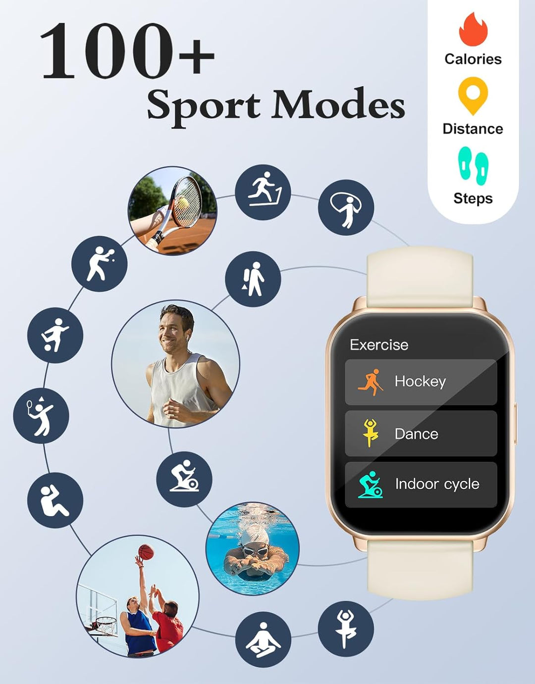RUIMEN Smart Watches for Women Men (Answer/Make Calls, 2 Bands Included)