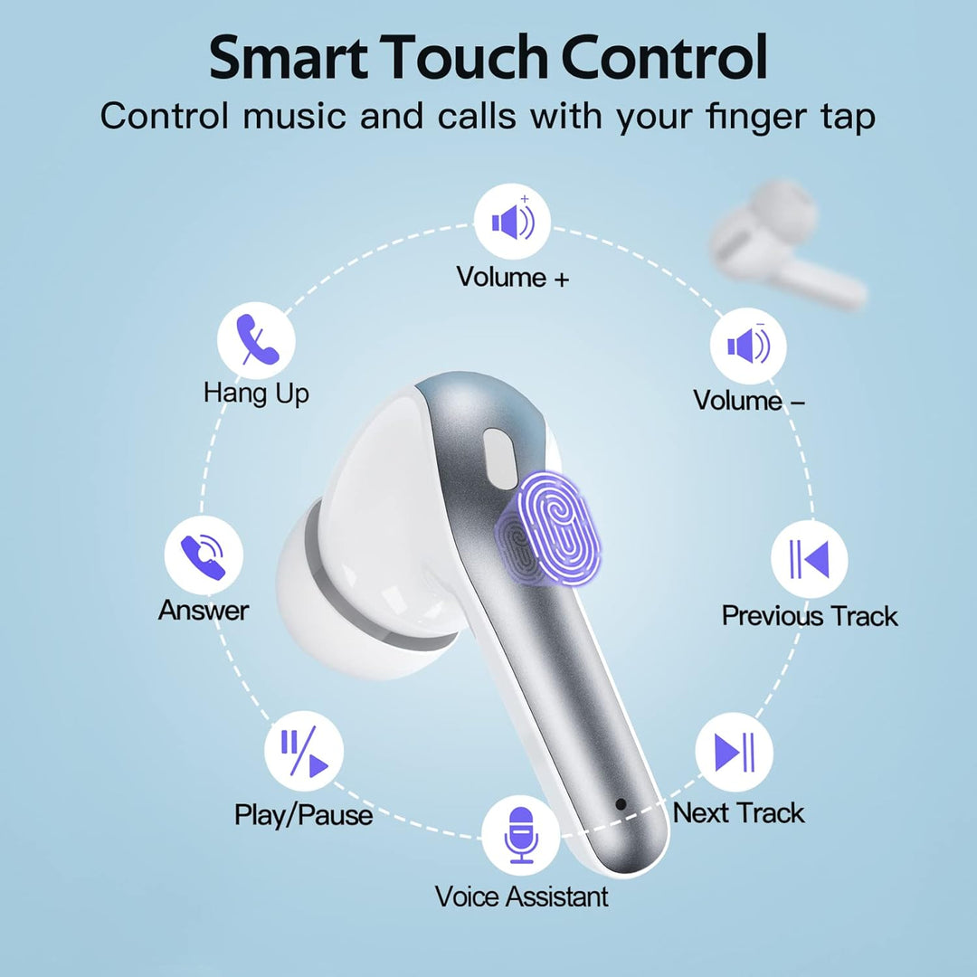 TAGRY Bluetooth Headphones True Wireless Earbuds 60H Playback LED Power Display Earphones with Wireless Charging Case