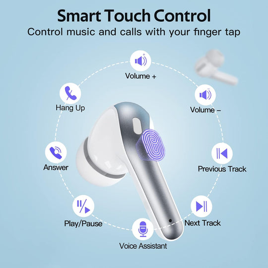TAGRY Bluetooth Headphones True Wireless Earbuds 60H Playback LED Power Display Earphones with Wireless Charging Case