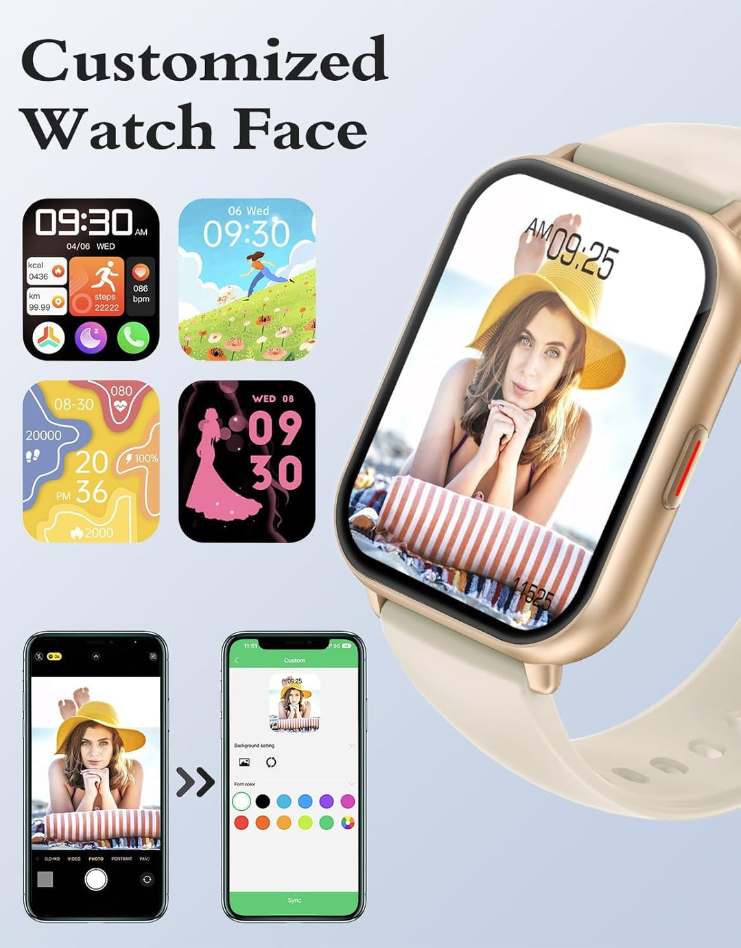 RUIMEN Smart Watches for Women Men (Answer/Make Calls, 2 Bands Included)