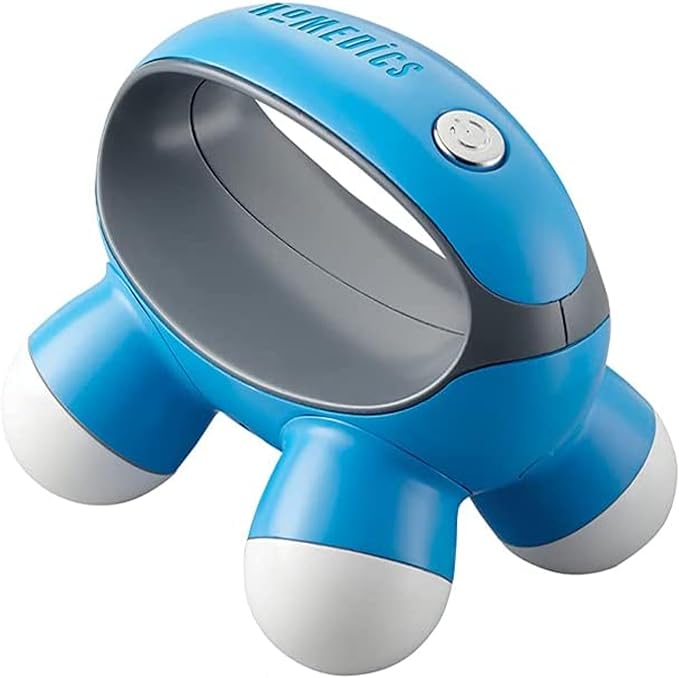 Quatro Mini Hand-Held Massager with Hand Grip, Battery Operated Vibration Massage, 4 Massage Nodes,