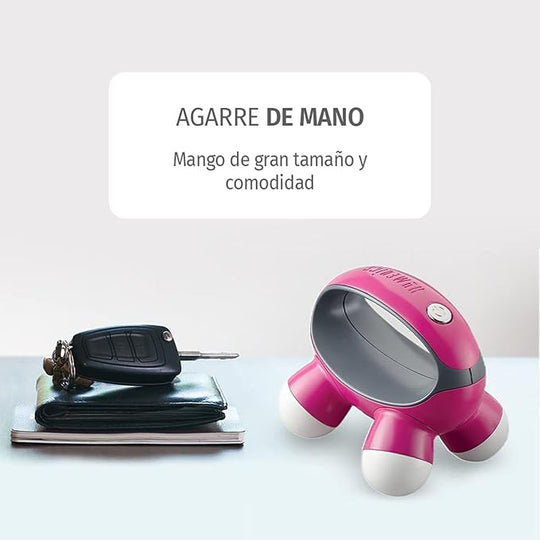 Quatro Mini Hand-Held Massager with Hand Grip, Battery Operated Vibration Massage, 4 Massage Nodes,