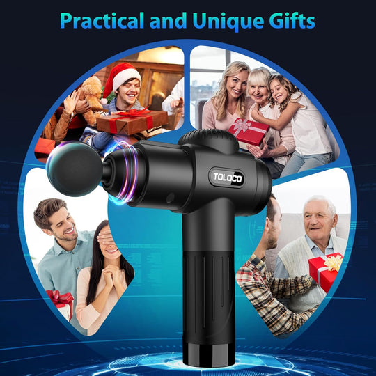 Massage Gun, Deep Tissue Back Massage for Athletes for Pain Relief, Percussion Massager with 10 Massages Heads & Silent Brushless Motor