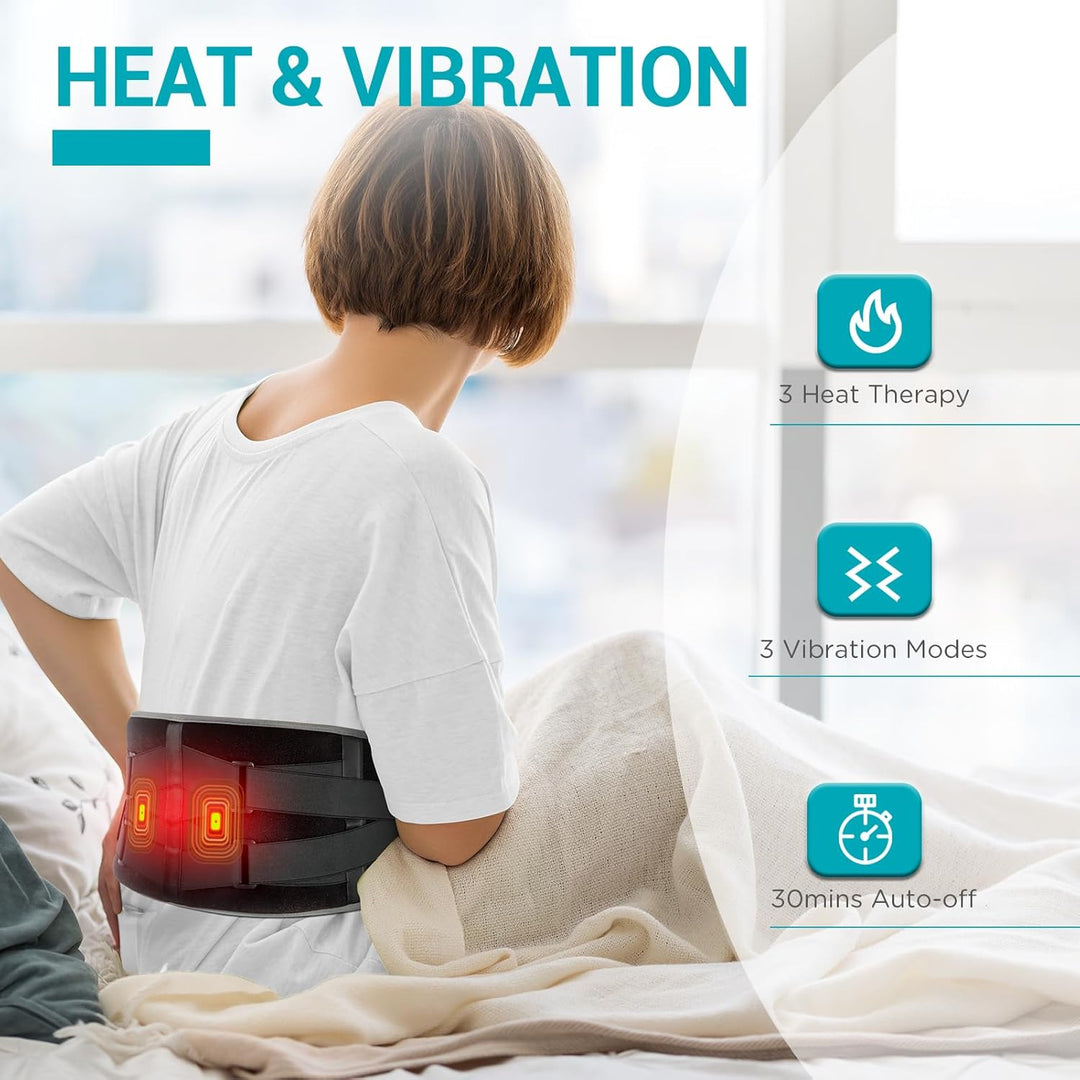 Cordless Heating Pad with Massager for Back Pain Relief, Portable Lower Back Massager FSA Eligible HSA Rechargeable,