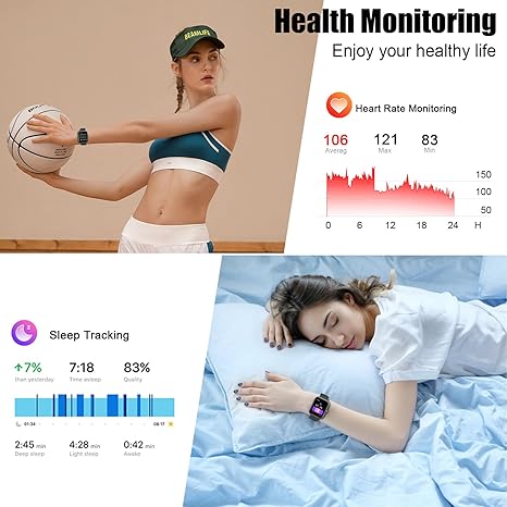 Smart Watch for Men Women (Answer/Make Call), 1.96" HD Fitness Tracker Running Watch
