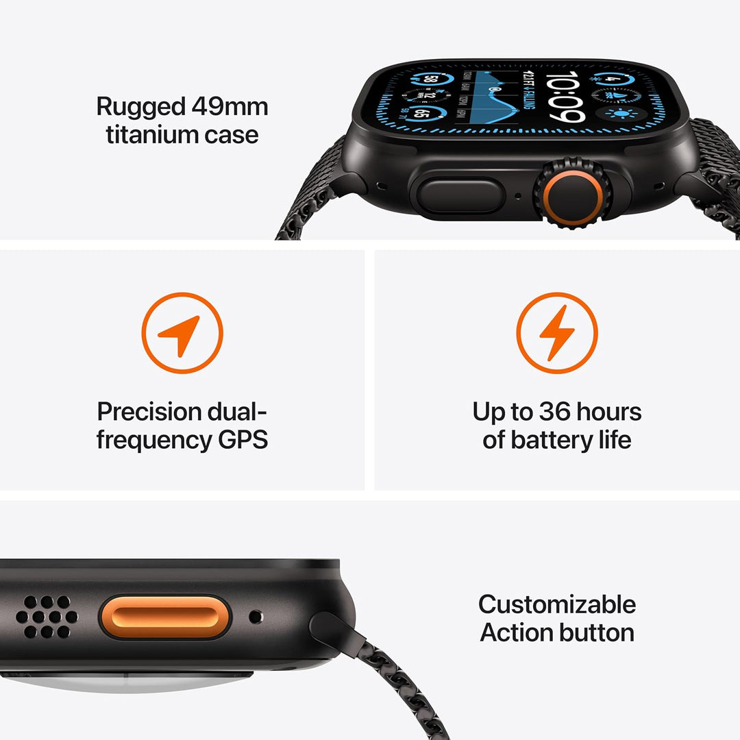 Apple Watch Ultra 2 GPS + Cellular 49mm – Black Titanium with Black Trail Loop