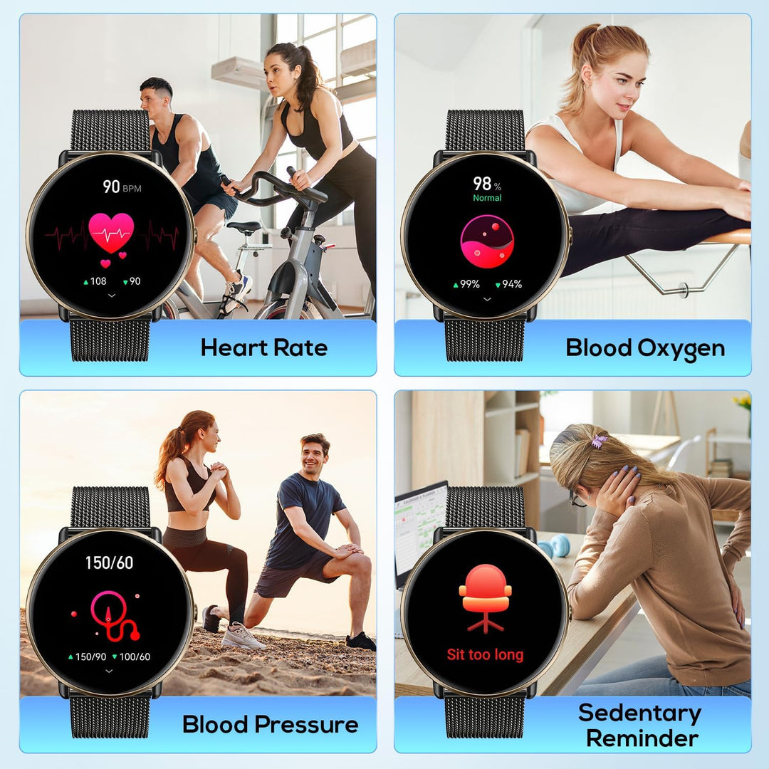 Smart Watches for Men Women Android iOS Phones Touchscreen Waterproof  Waterproof Blood Pressure Heart Rate Step Sport Pedometer